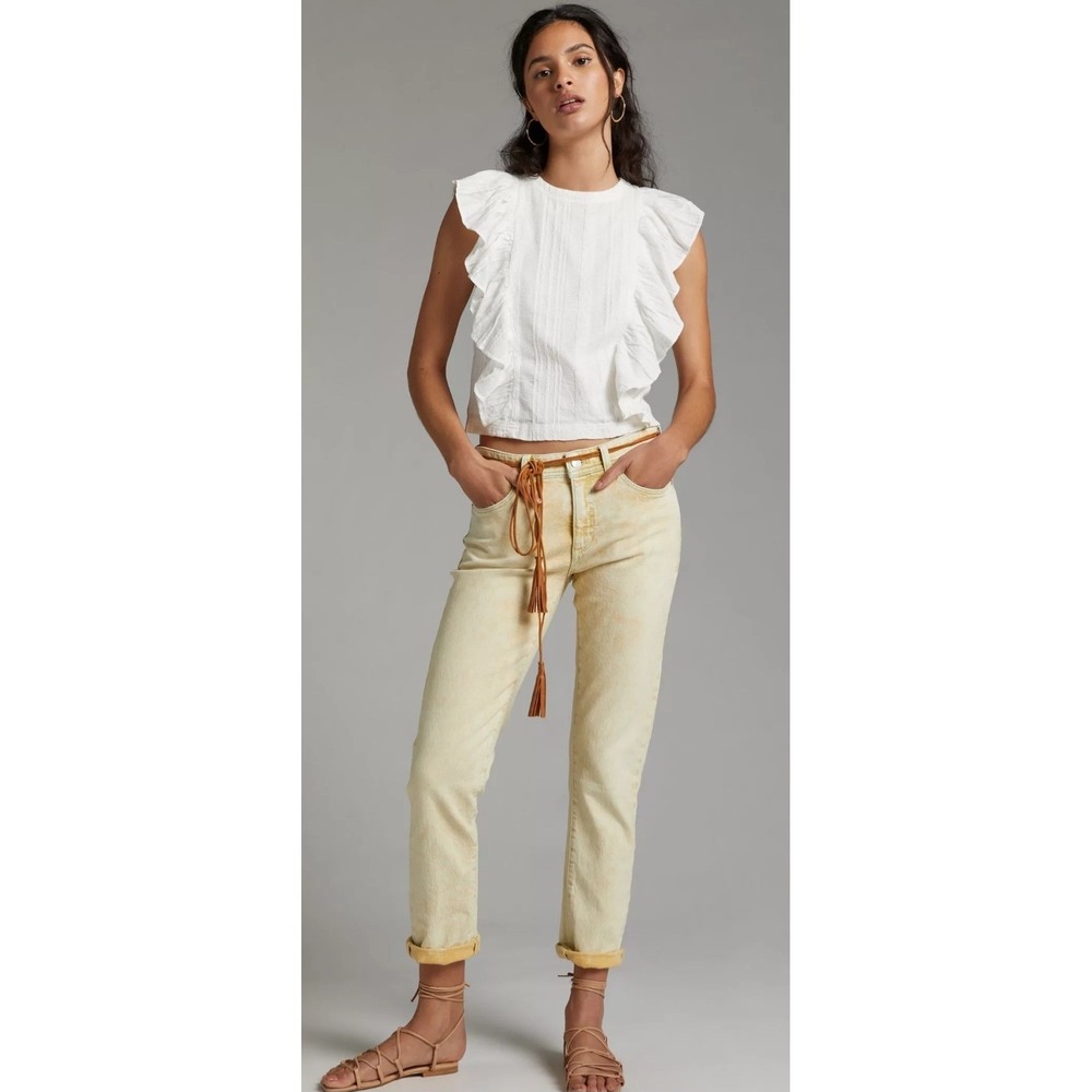 Pilcro Anthropologie Slim Boyfriend Jeans Yellow Denim Size 28 - Picture 1 of 9